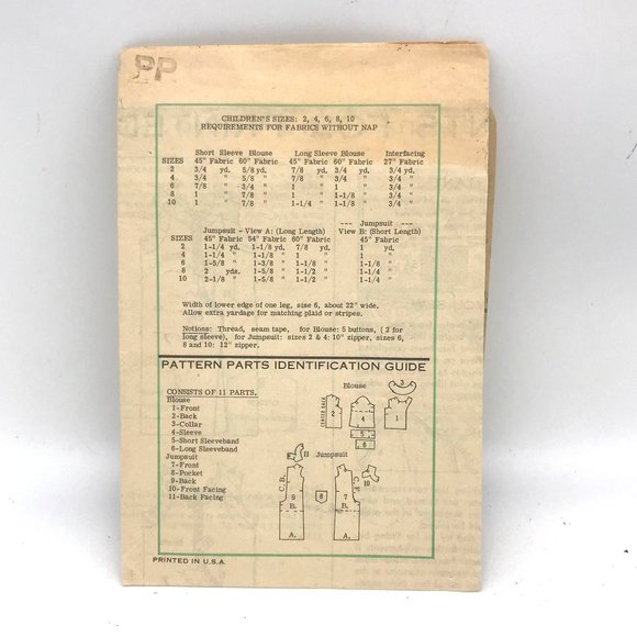 Vintage Sewing PATTERN 4738 Mail Order 1976 Ann Adams Childs Blouse and Jumpsuit - Picture 2 of 4